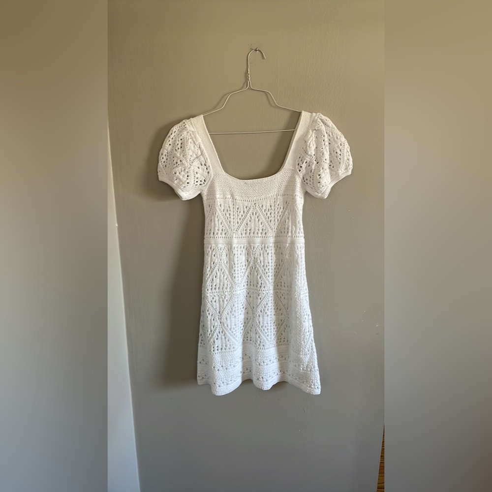 ZARA knit dress crotchet white cotton organic - Picture 9 of 12